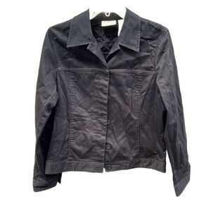 Liz Claiborne size Medium black denim jacket .